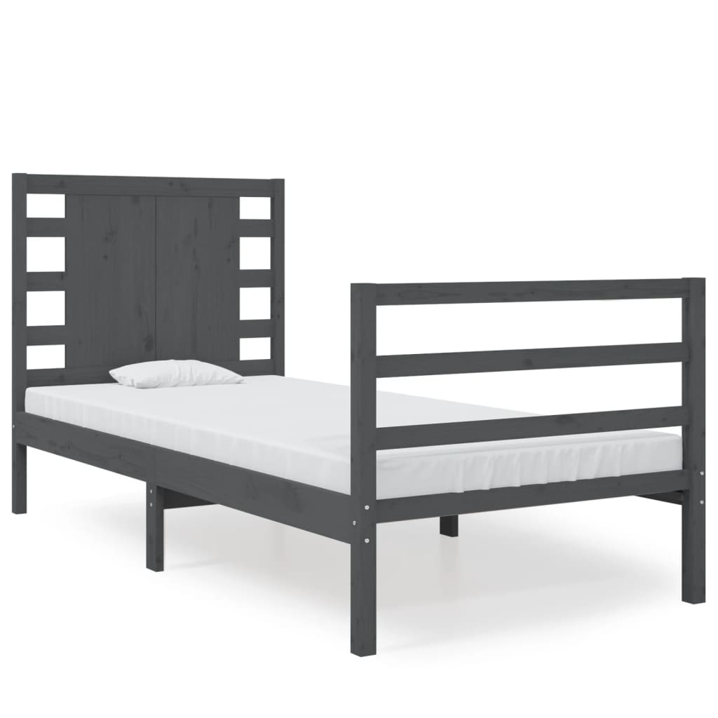 Bedframe Massief Grenenhout Grijs 75X190 Cm 2Ft6 Small Single