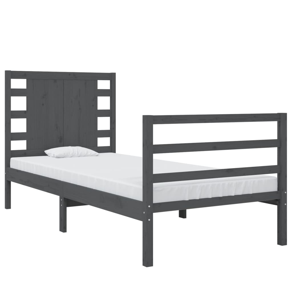 Bedframe Massief Grenenhout Grijs 75X190 Cm 2Ft6 Small Single