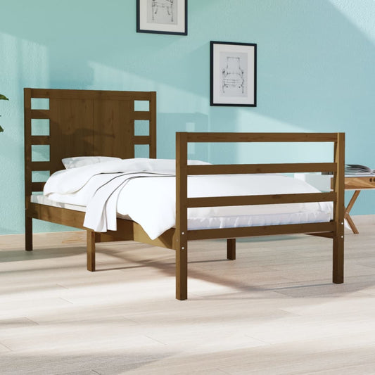 Bedframe Massief Hout Honingbruin 75X190 Cm 2Ft6 Small Single