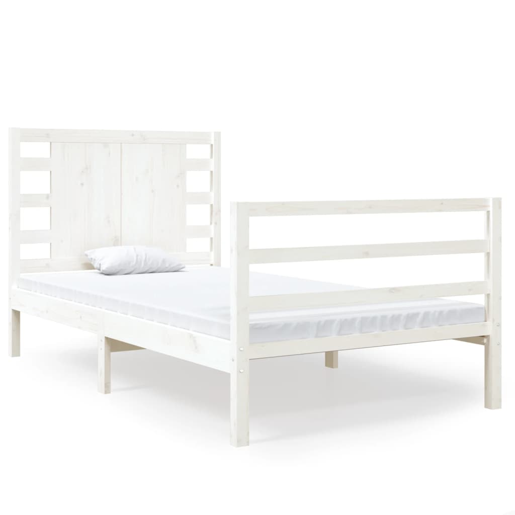 Bedframe Massief Grenenhout Wit 90X190 Cm 3Ft Single