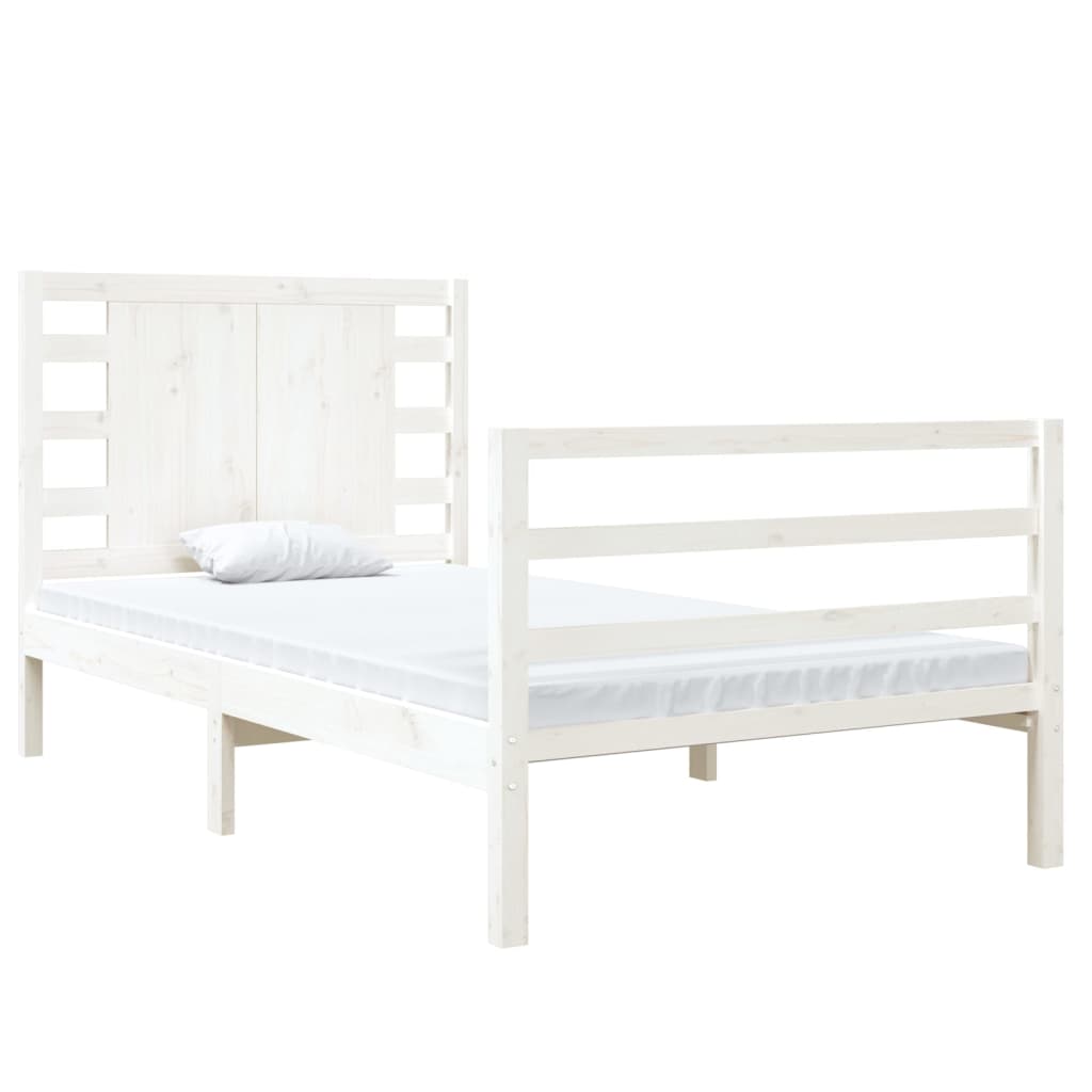 Bedframe Massief Grenenhout Wit 90X190 Cm 3Ft Single