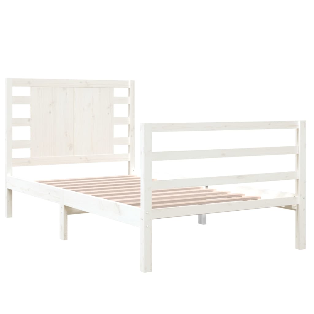 Bedframe Massief Grenenhout Wit 90X190 Cm 3Ft Single