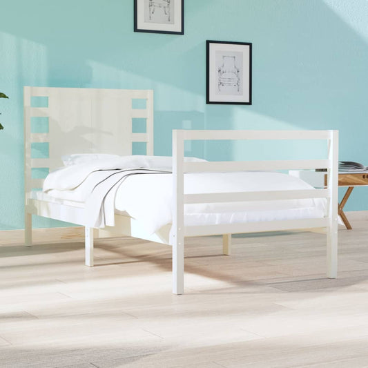 Bedframe Massief Grenenhout Wit 90X190 Cm 3Ft Single