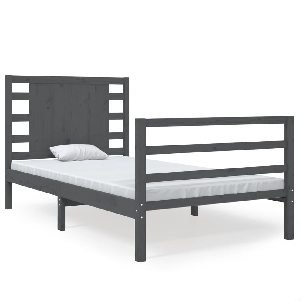 Bedframe Massief Grenenhout Grijs 90X190 Cm 3Ft Single