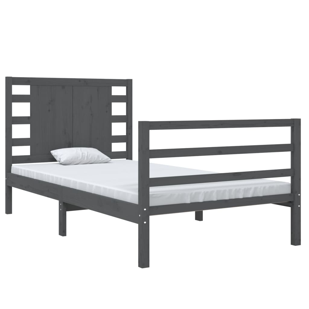 Bedframe Massief Grenenhout Grijs 90X190 Cm 3Ft Single