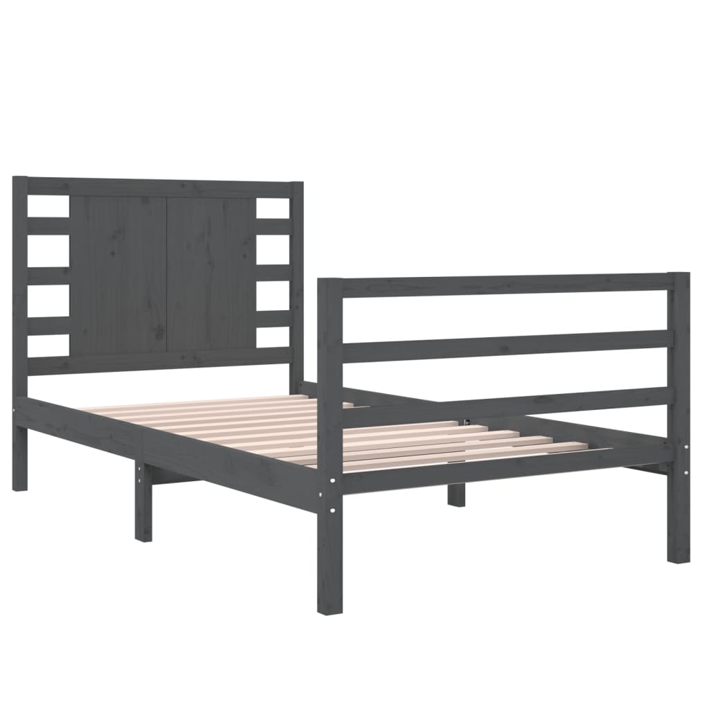 Bedframe Massief Grenenhout Grijs 90X190 Cm 3Ft Single