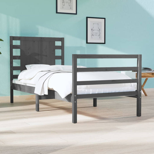Bedframe Massief Grenenhout Grijs 90X190 Cm 3Ft Single