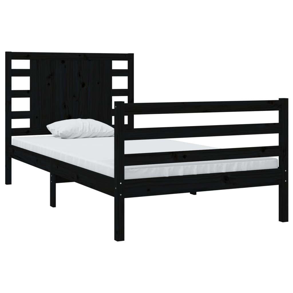 Bedframe Massief Grenenhout Zwart 90X190 Cm 3Ft Single