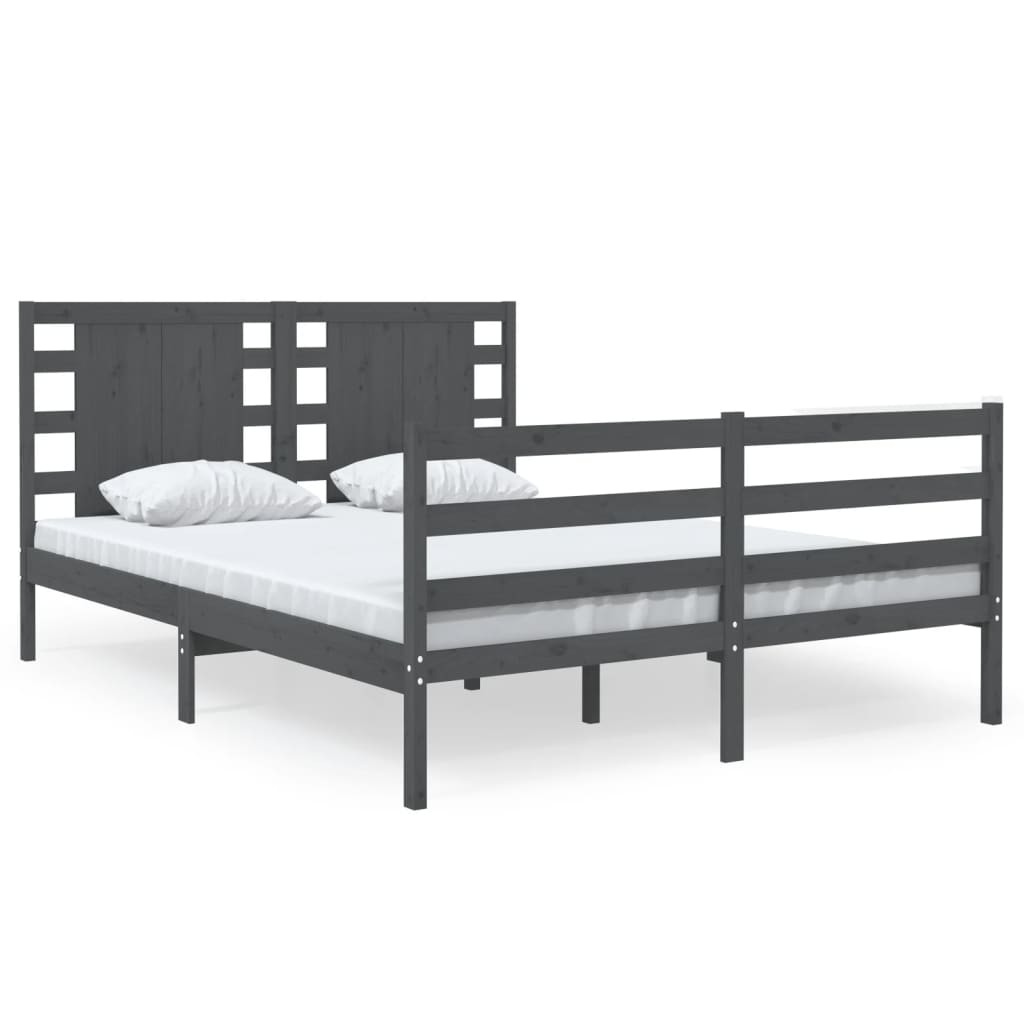 Bedframe Massief Grenenhout Grijs 120X190 Cm 4Ft Small Double