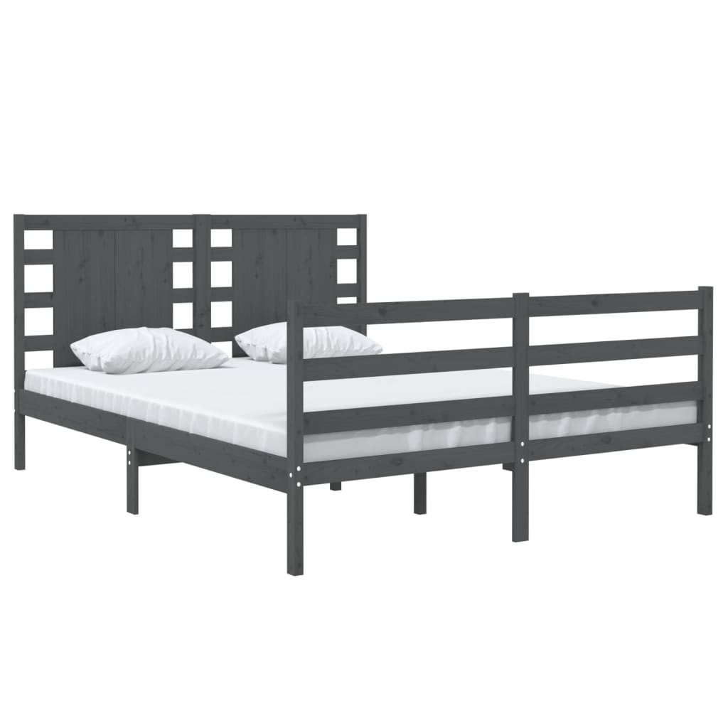 Bedframe Massief Grenenhout Grijs 120X190 Cm 4Ft Small Double
