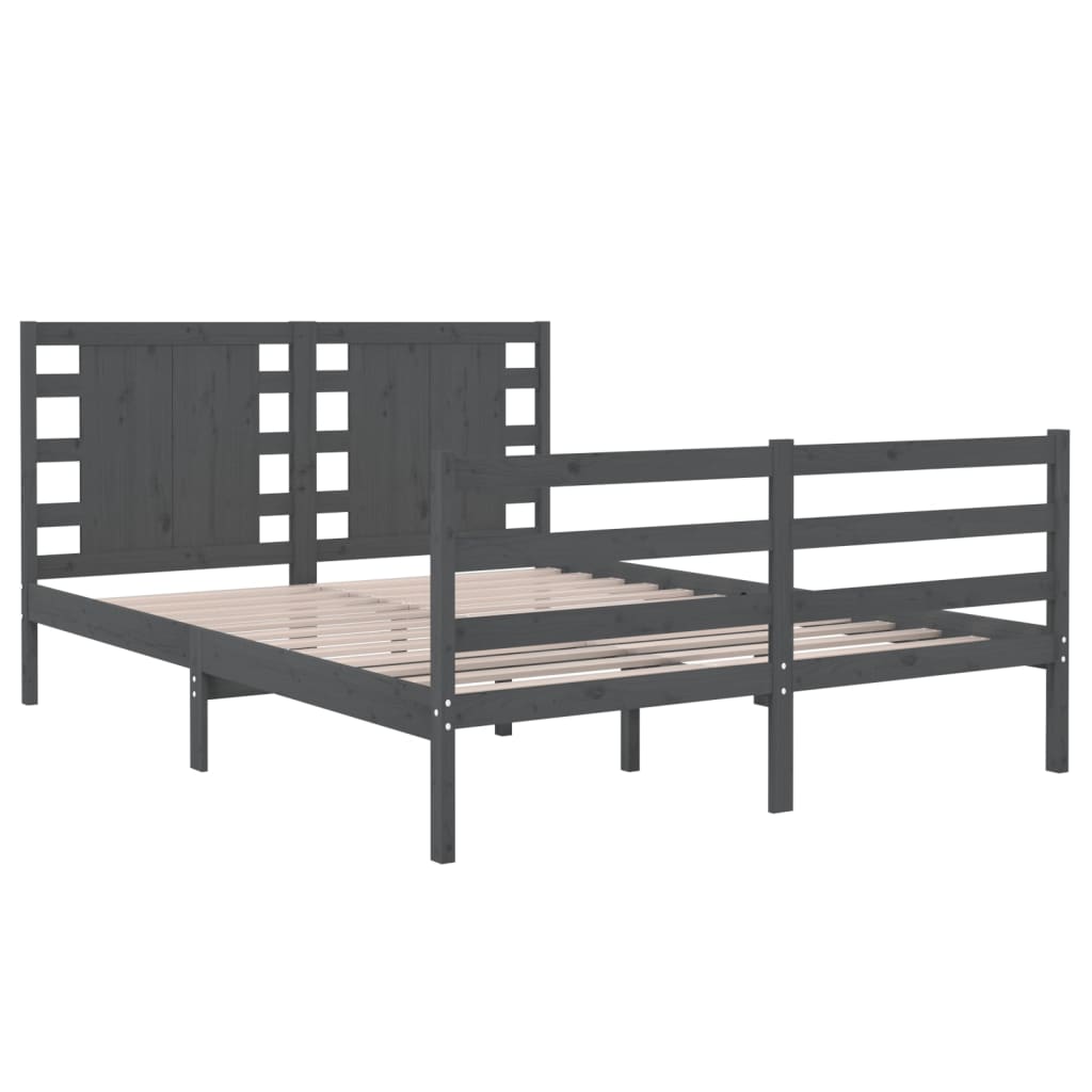 Bedframe Massief Grenenhout Grijs 120X190 Cm 4Ft Small Double