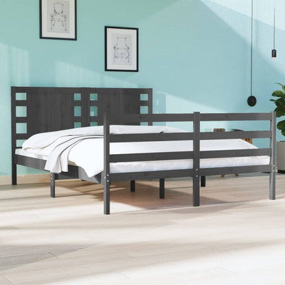 Bedframe Massief Grenenhout Grijs 120X190 Cm 4Ft Small Double