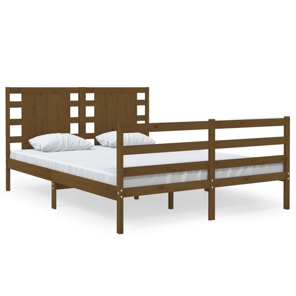 Bedframe Massief Hout Honingbruin 120X190 Cm 4Ft Small Double