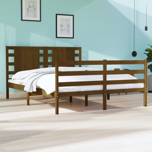 Bedframe Massief Hout Honingbruin 120X190 Cm 4Ft Small Double