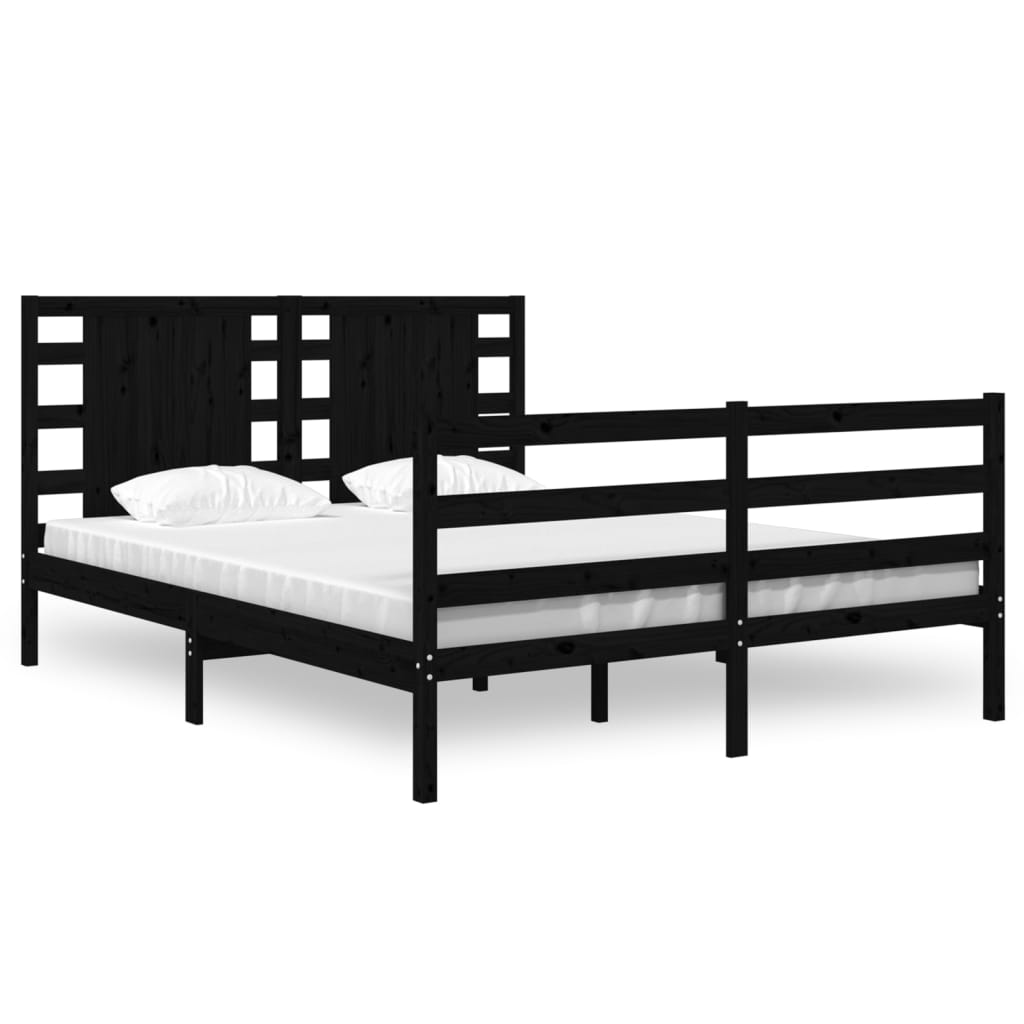 Bedframe Massief Grenenhout Zwart 120X190 Cm 4Ft Small Double