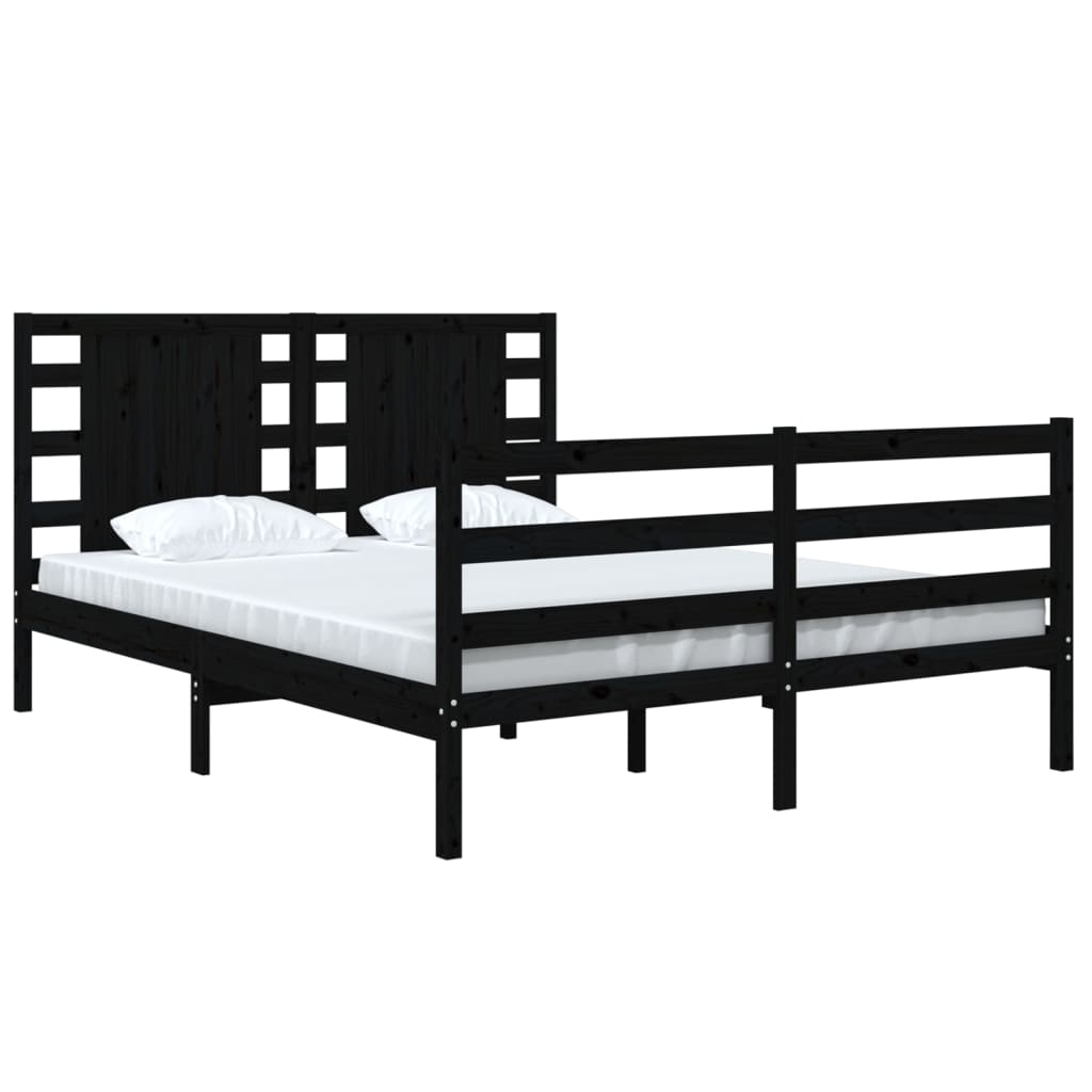 Bedframe Massief Grenenhout Zwart 120X190 Cm 4Ft Small Double