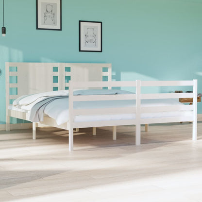 Bedframe Massief Grenenhout Wit 135X190 Cm 4Ft6 Double
