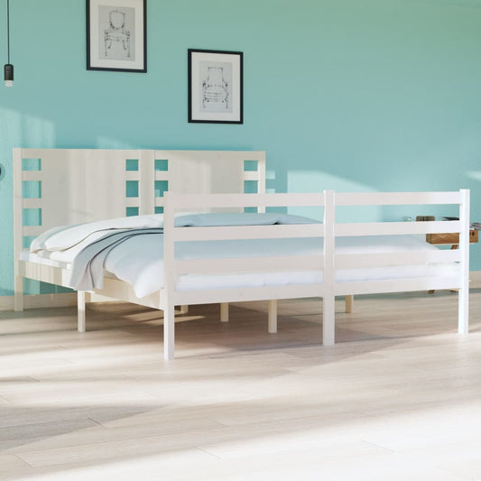 Bedframe Massief Grenenhout Wit 135X190 Cm 4Ft6 Double
