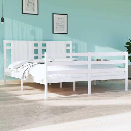 Bedframe Massief Grenenhout Wit 140X190 Cm