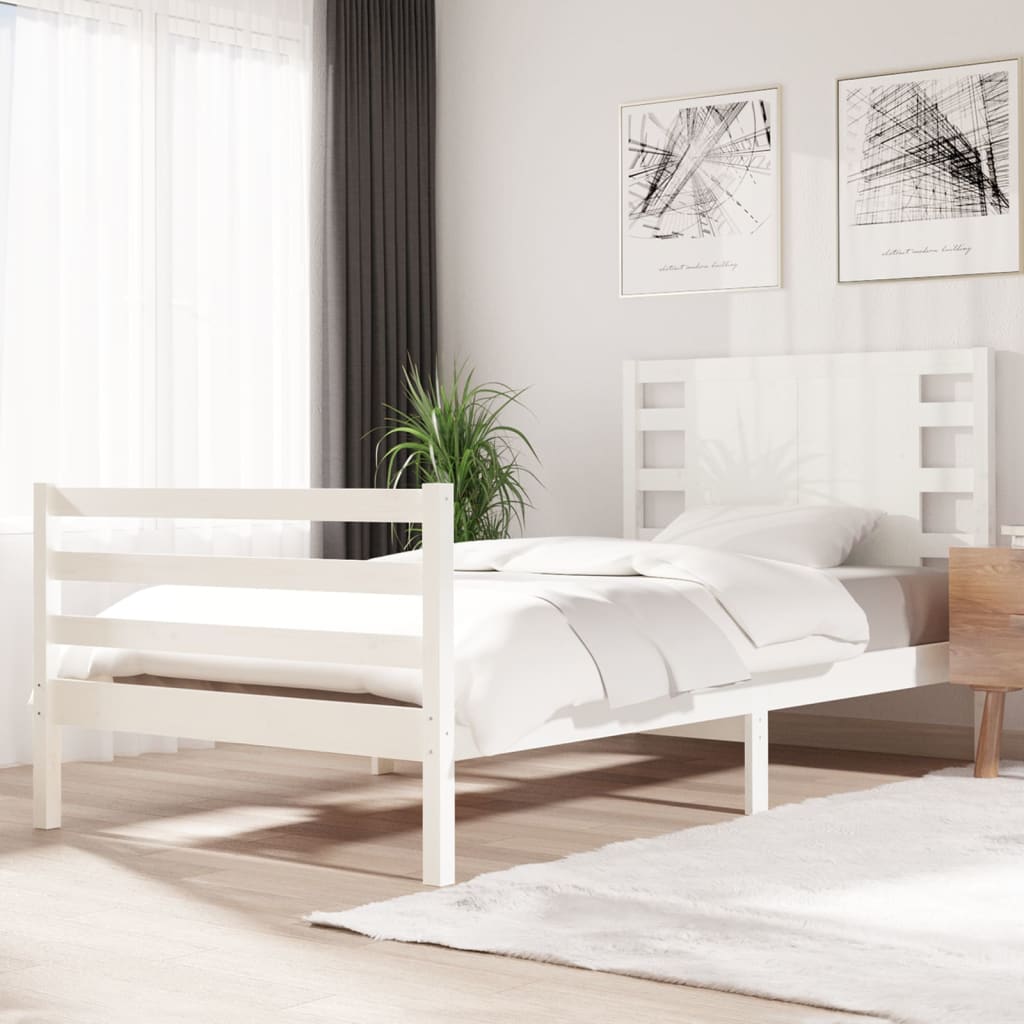 Bedframe Massief Grenenhout Wit 90X200 Cm