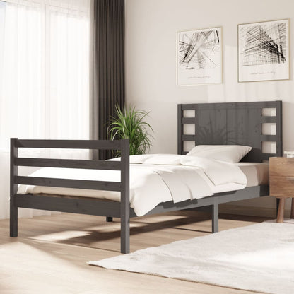 Bedframe Massief Grenenhout Grijs 100X200 Cm