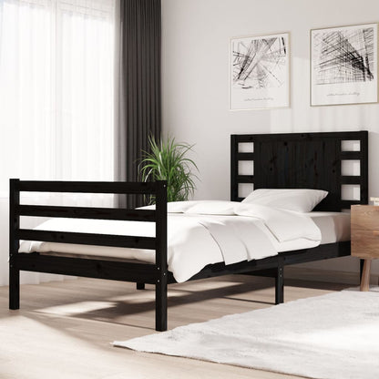 Bedframe Massief Grenenhout Zwart 100X200 Cm