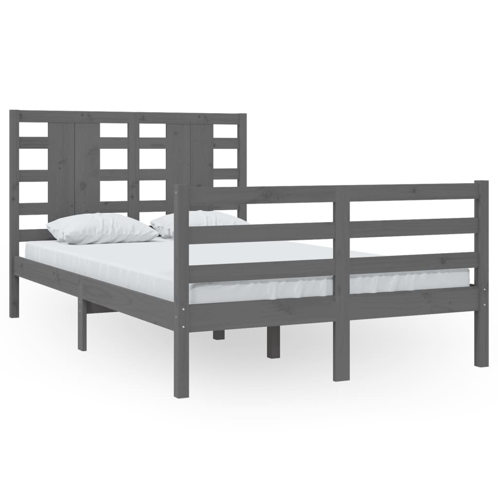 Bedframe Massief Grenenhout Grijs 120X200 Cm