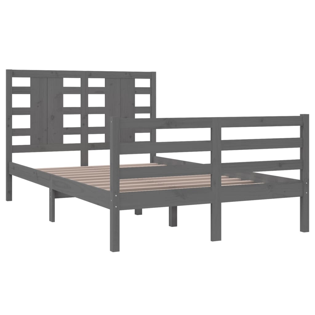 Bedframe Massief Grenenhout Grijs 120X200 Cm