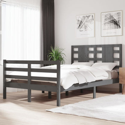Bedframe Massief Grenenhout Grijs 120X200 Cm