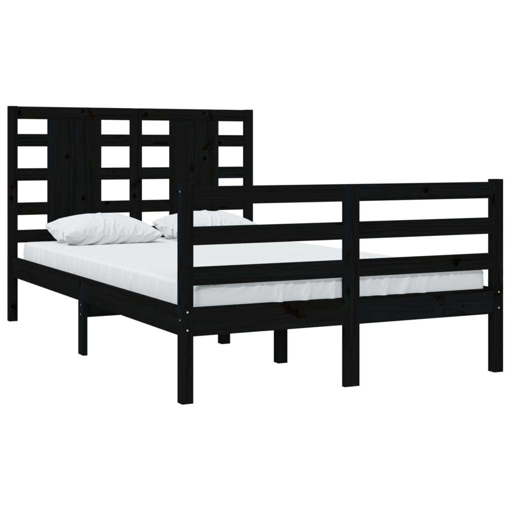 Bedframe Massief Grenenhout Zwart 120X200 Cm