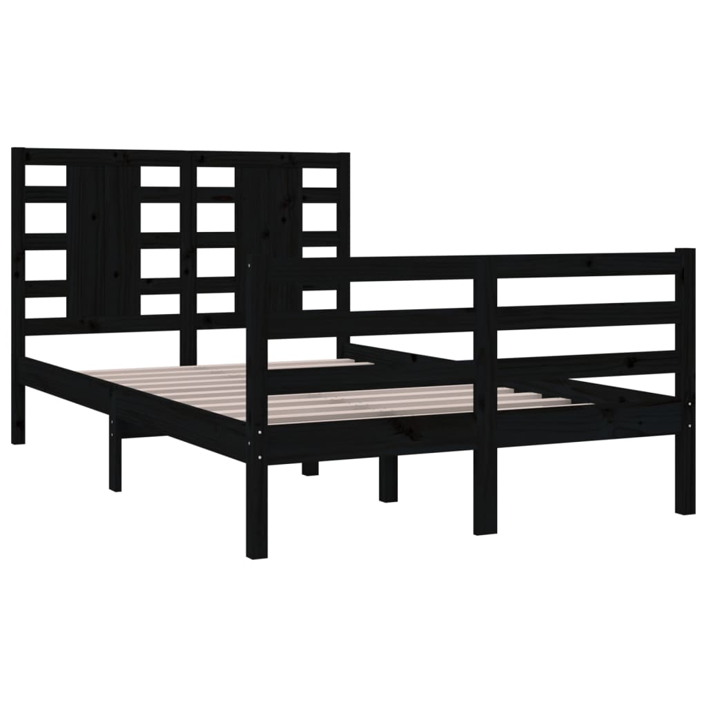 Bedframe Massief Grenenhout Zwart 120X200 Cm