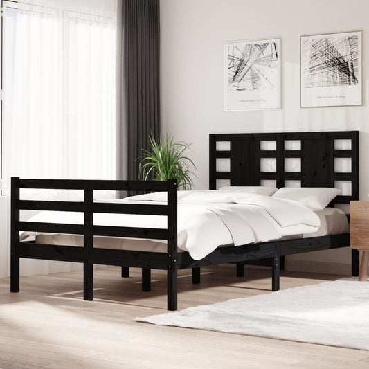 Bedframe Massief Grenenhout Zwart 120X200 Cm