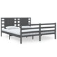 Bedframe Massief Grenenhout Grijs 150X200 Cm 5Ft King Size