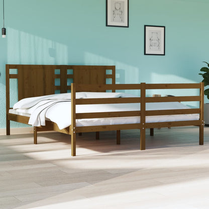 Bedframe Grenenhout Honingbruin 150X200 Cm 5Ft King Size
