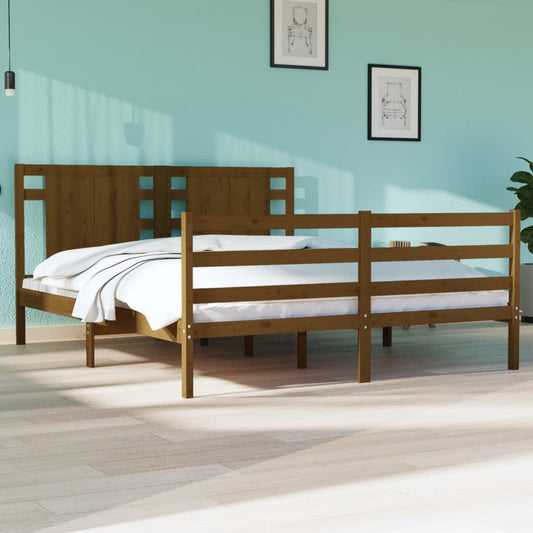 Bedframe Grenenhout Honingbruin 150X200 Cm 5Ft King Size