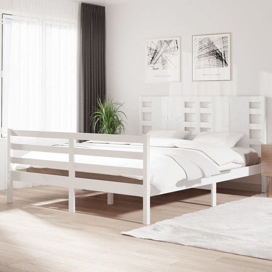 Bedframe Massief Grenenhout Wit 160X200 Cm