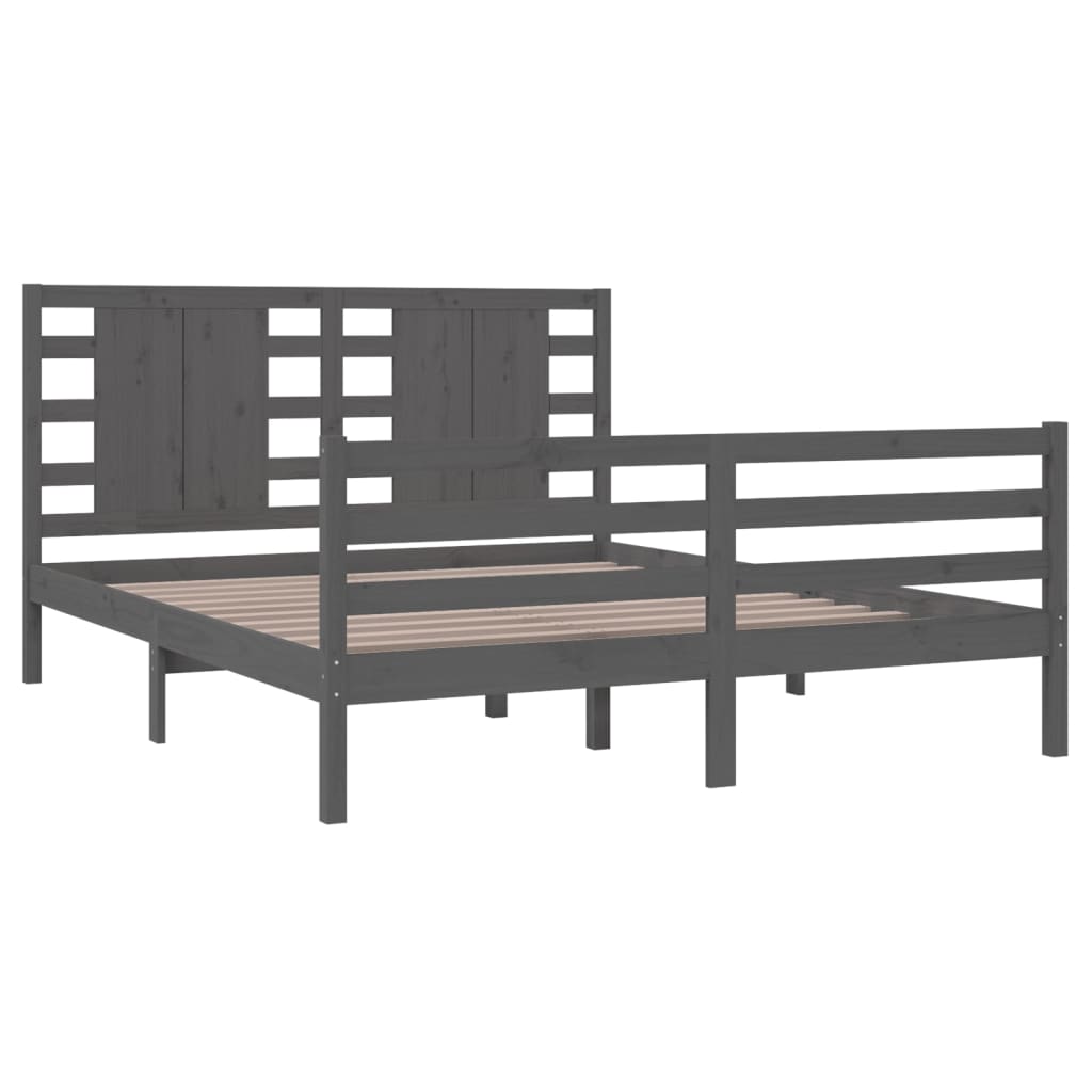 Bedframe Massief Grenenhout Grijs 160X200 Cm