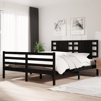 Bedframe Massief Grenenhout Zwart 160X200 Cm