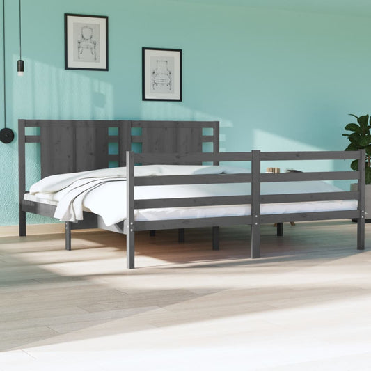 Bedframe Massief Grenenhout Grijs 180X200 Cm 6Ft Super King