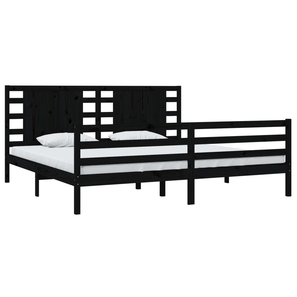 Bedframe Massief Grenenhout Zwart 180X200 Cm 6Ft Super King