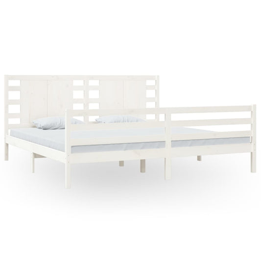 Bedframe Massief Grenenhout Wit 200X200 Cm