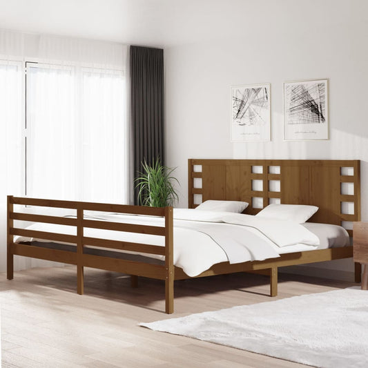 Bedframe Massief Grenenhout Honingbruin 200X200 Cm