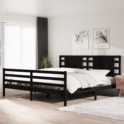 Bedframe Massief Grenenhout Zwart 200X200 Cm