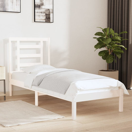 Bedframe Massief Hout Wit 75X190 Cm 2Ft6 Small Single
