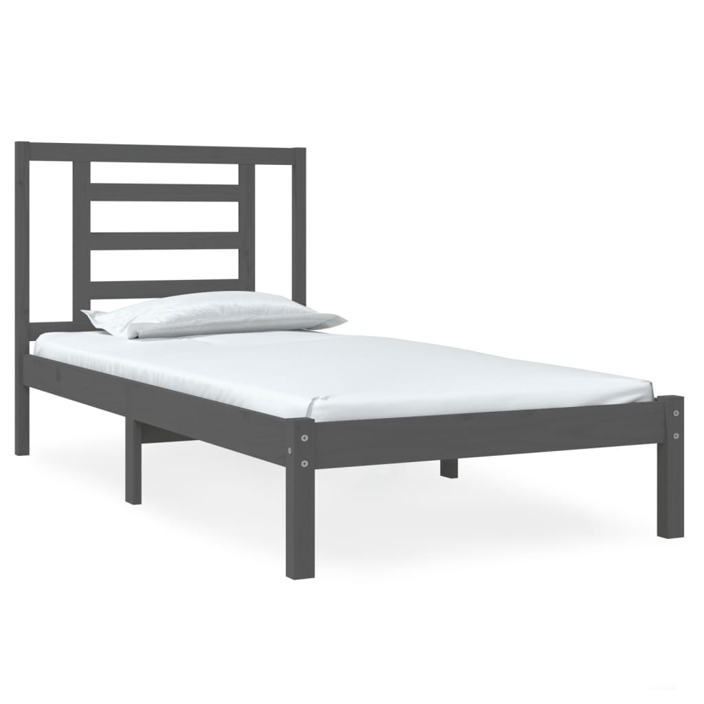Bedframe Massief Hout Grijs 75X190 Cm 2Ft6 Small Single