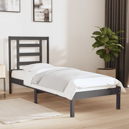 Bedframe Massief Hout Grijs 75X190 Cm 2Ft6 Small Single