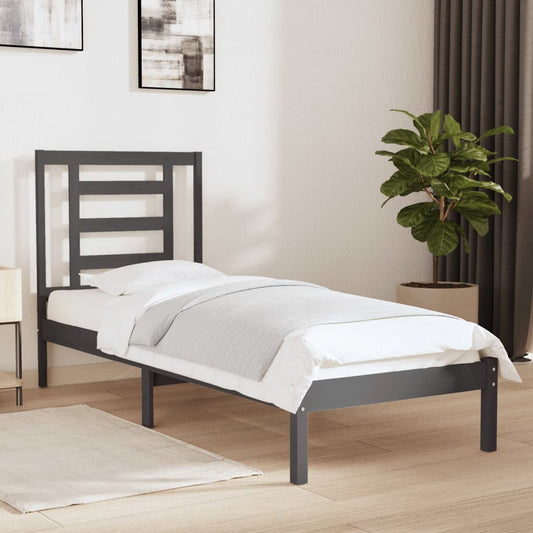 Bedframe Massief Hout Grijs 75X190 Cm 2Ft6 Small Single