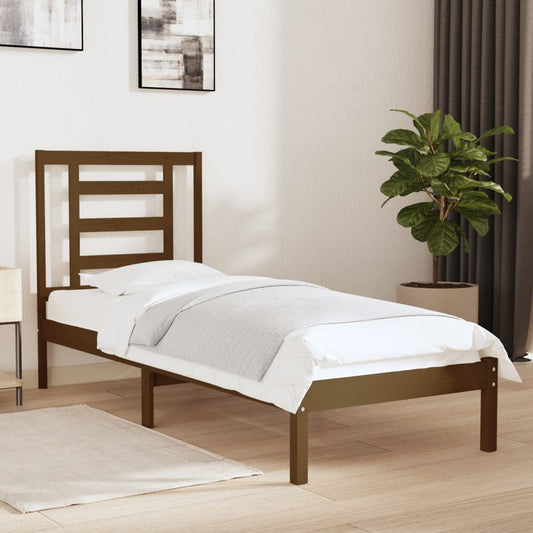Bedframe Massief Hout Honingbruin 75X190 Cm 2Ft6 Small Single
