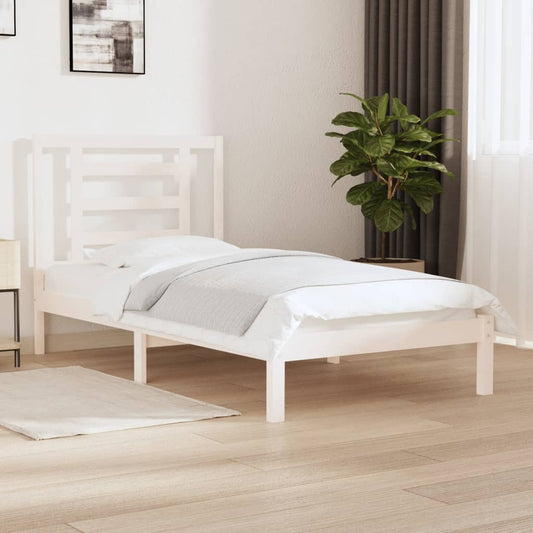 Bedframe Massief Grenenhout Wit 90X190 Cm 3Ft Single