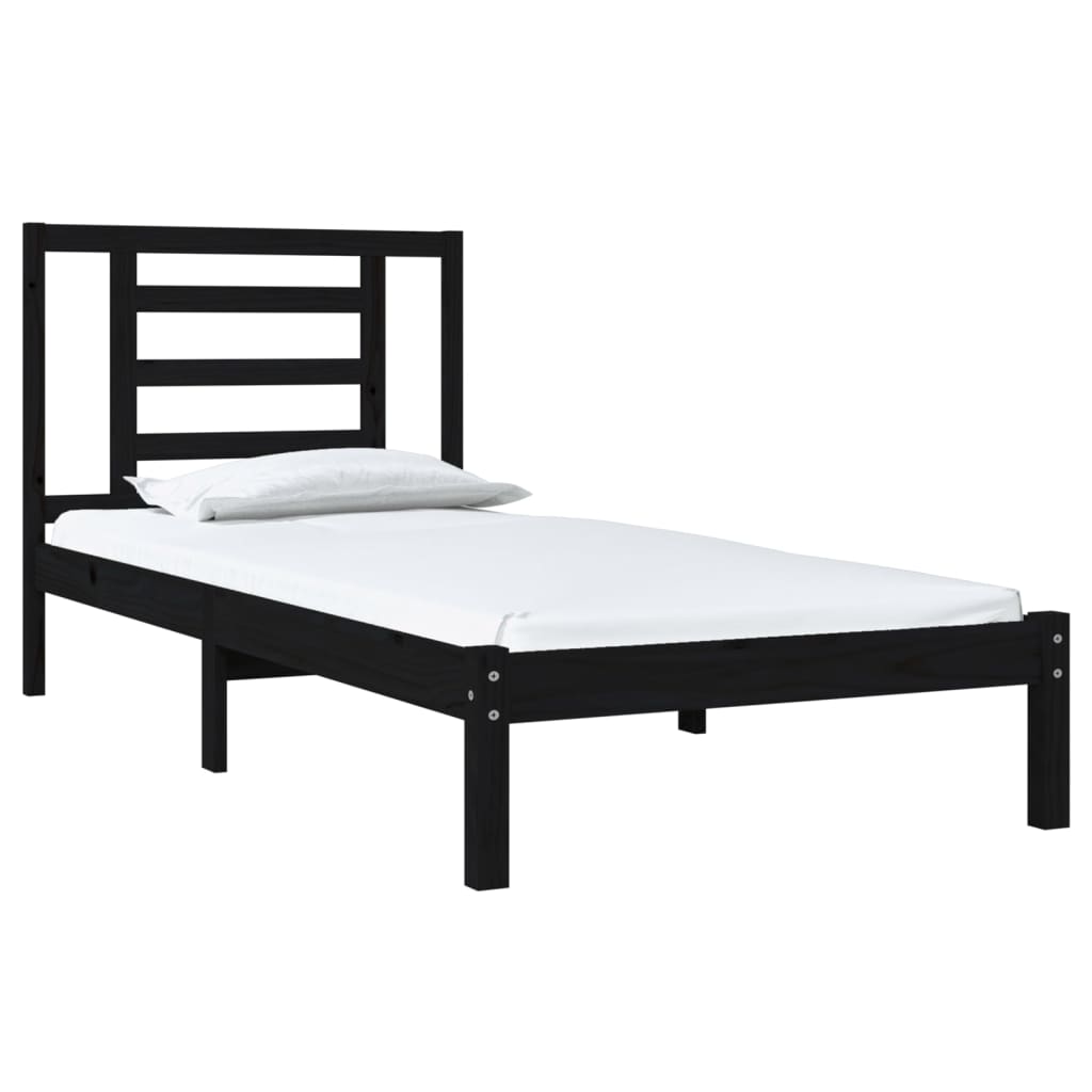 Bedframe Massief Grenenhout Zwart 90X190 Cm 3Ft Single
